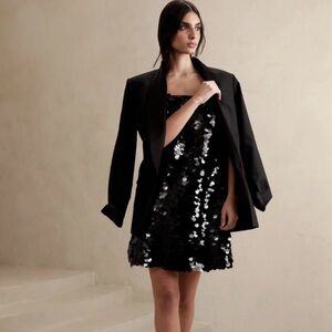 Banana Republic Women's Spaghetti Strap Sequin Mini Dress Black size M